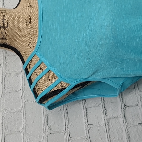 Rampage Sleeveless Blue top Sheer back - Picture 2 of 12